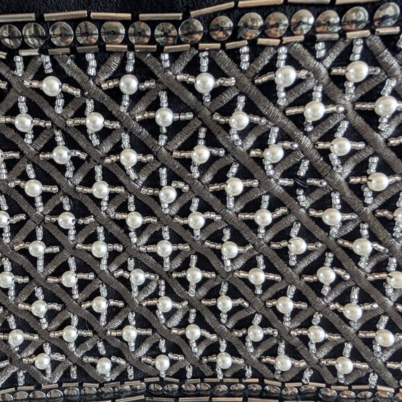 Club Monaco Embellished Black Mini Skirt Size 12 Beaded Sequined Pearl Details - Picture 5 of 12